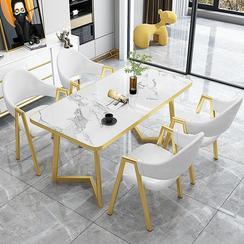 Luxurious Dining Table Set with Recycled Wood Top and Sleighing Base thumbnail 10
