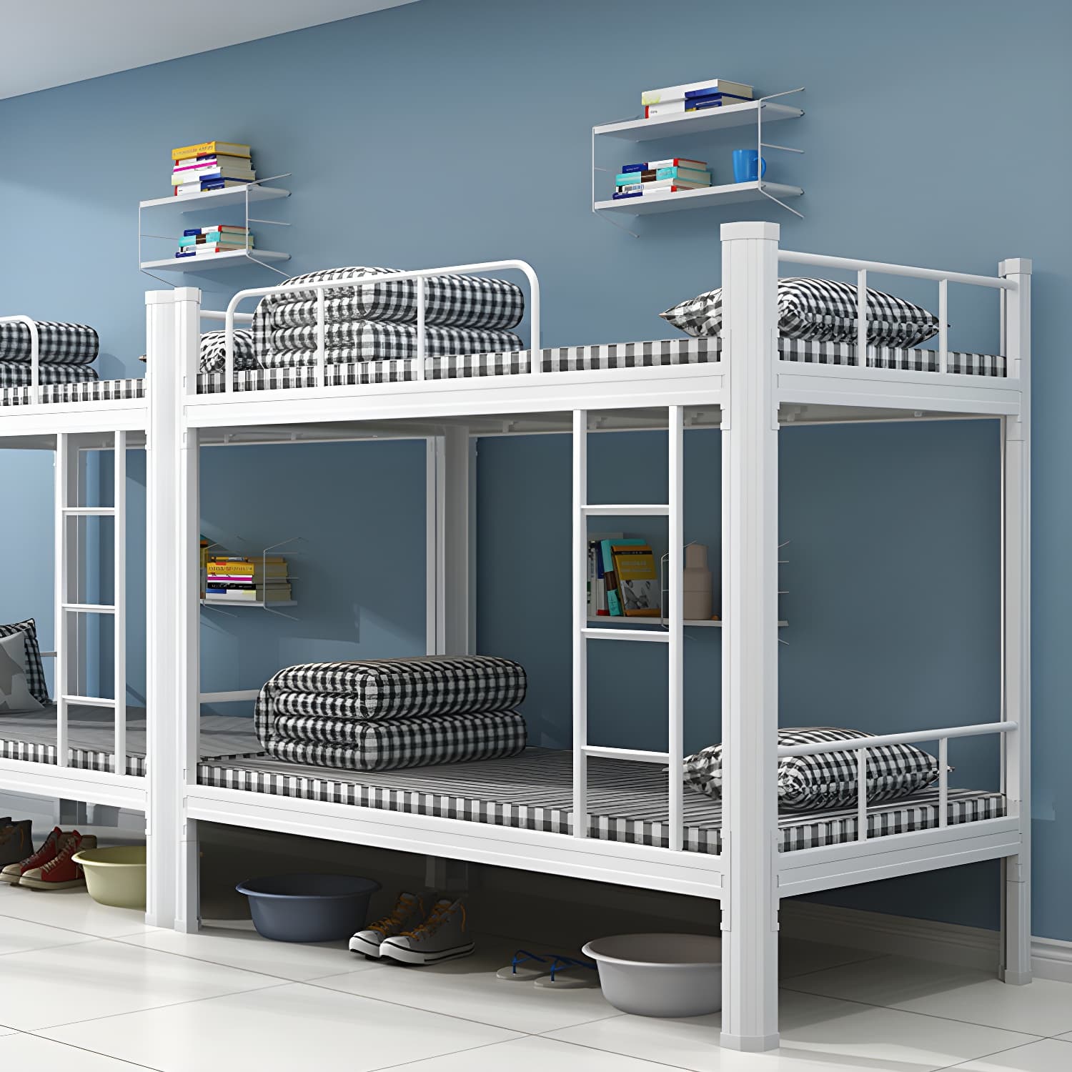 Modern Bunk Bed Dormitory Bedroom Metal Bed Frame with With Headboard and Footboard thumbnail 6