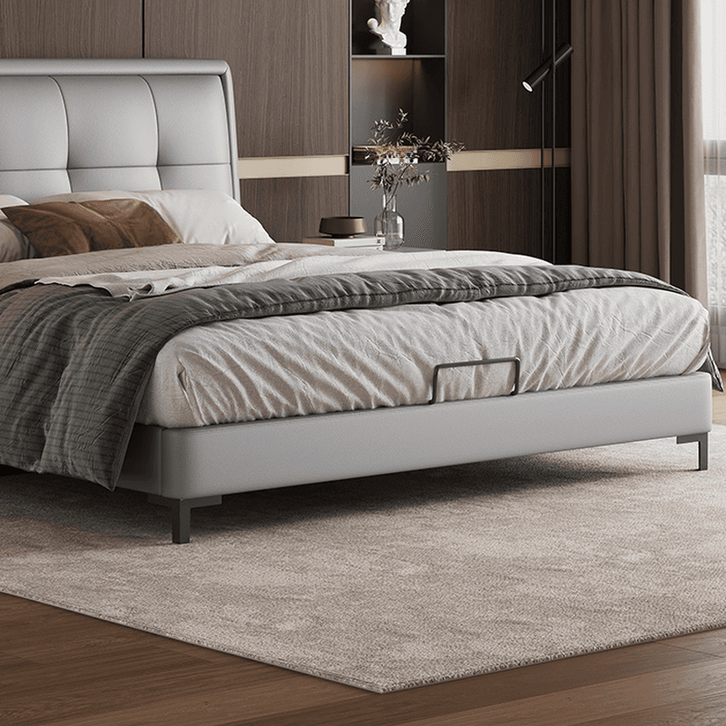 Light Gray Solid Color Storage Bed with Pine Wood Frame and Button-tufted Design for Living Room thumbnail 3