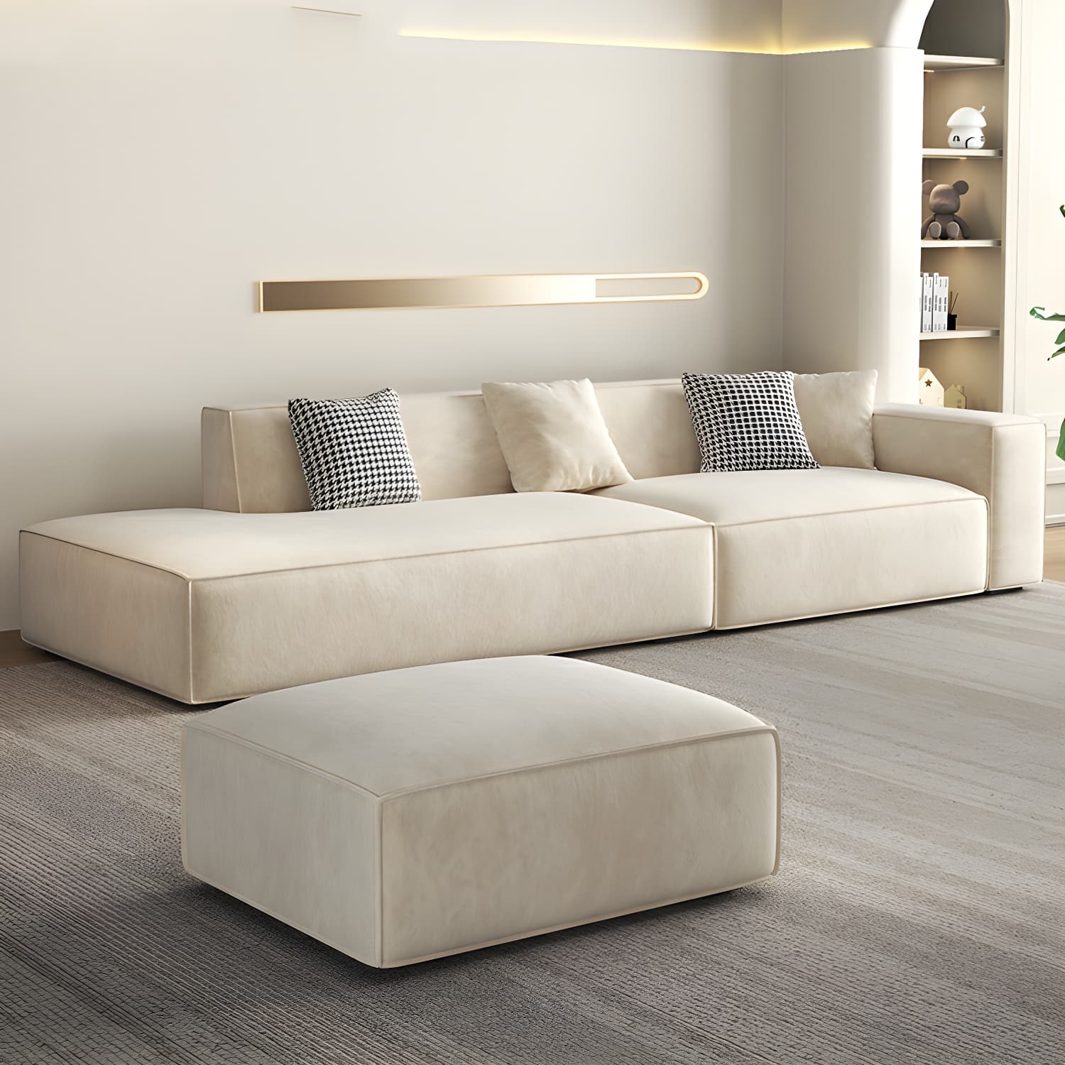 Elegant Sectional with Synthetic Upholstery in Moderate-Gray Tone and Built-in Charging Ports thumbnail 11