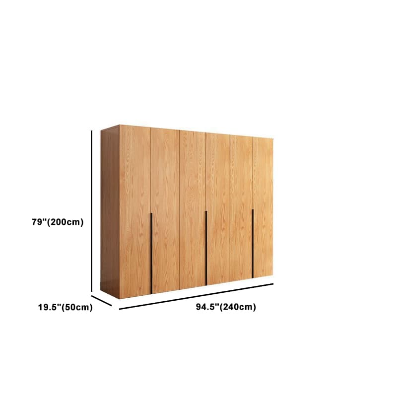 Natural Wood Freestanding Wardrobe Closet with Natural Doors thumbnail 18