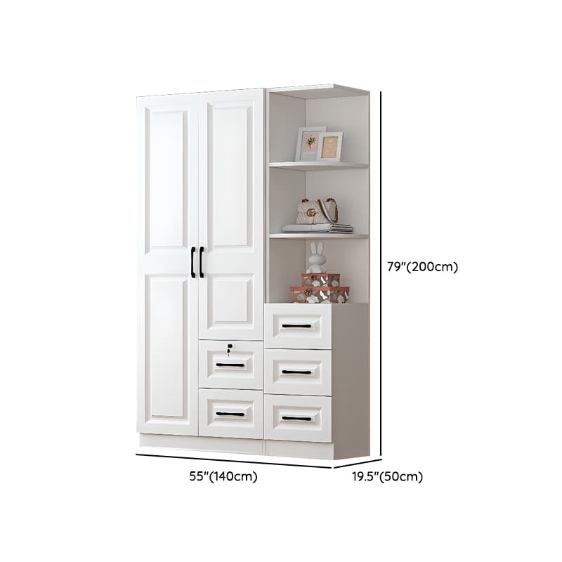 Sleek White Nordic Wooden Detached Almirah with Soft Close Drawers, Doors, and Clothing Rod thumbnail 25