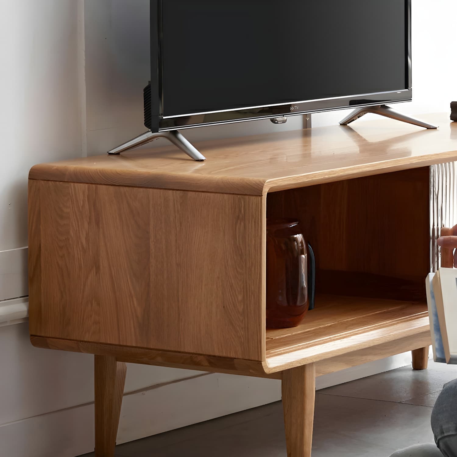 Scandinavian TV Stand with Low Height and the Cabinet Storage thumbnail 8