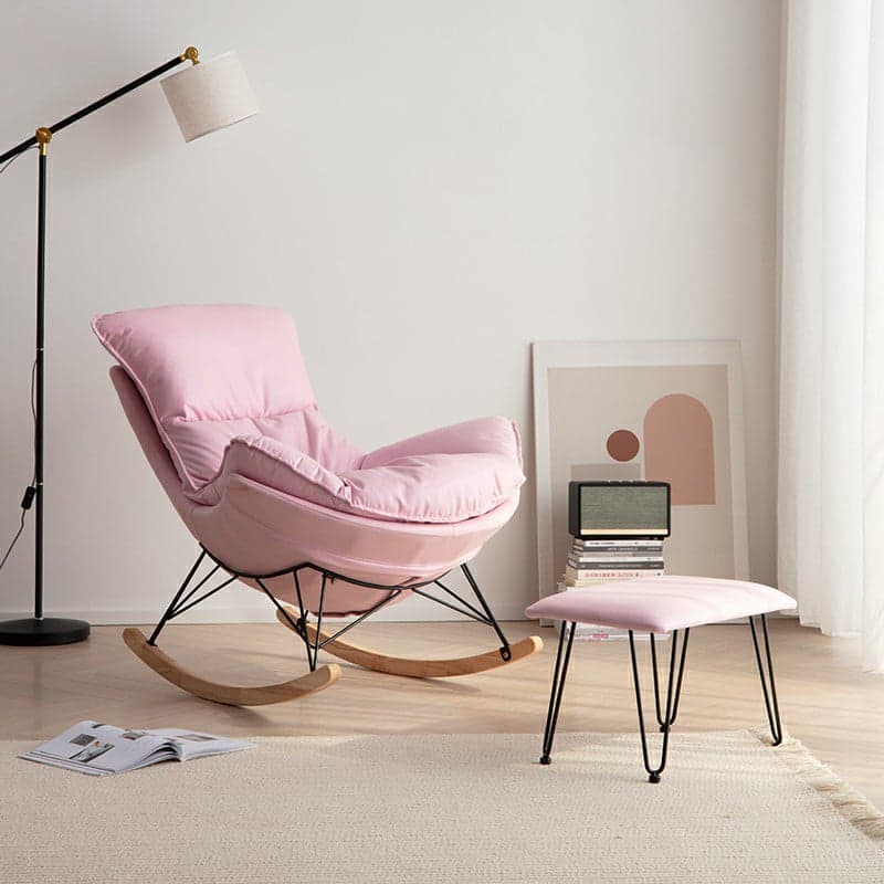 Modern Upholstered Rocking Chair Set with Slipcover and Ottoman thumbnail 7