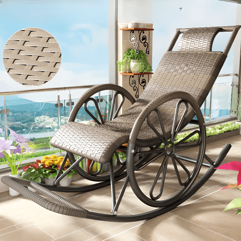 Simple Scratch-tolerant Cane Porch Rocker with Round Arm thumbnail 3