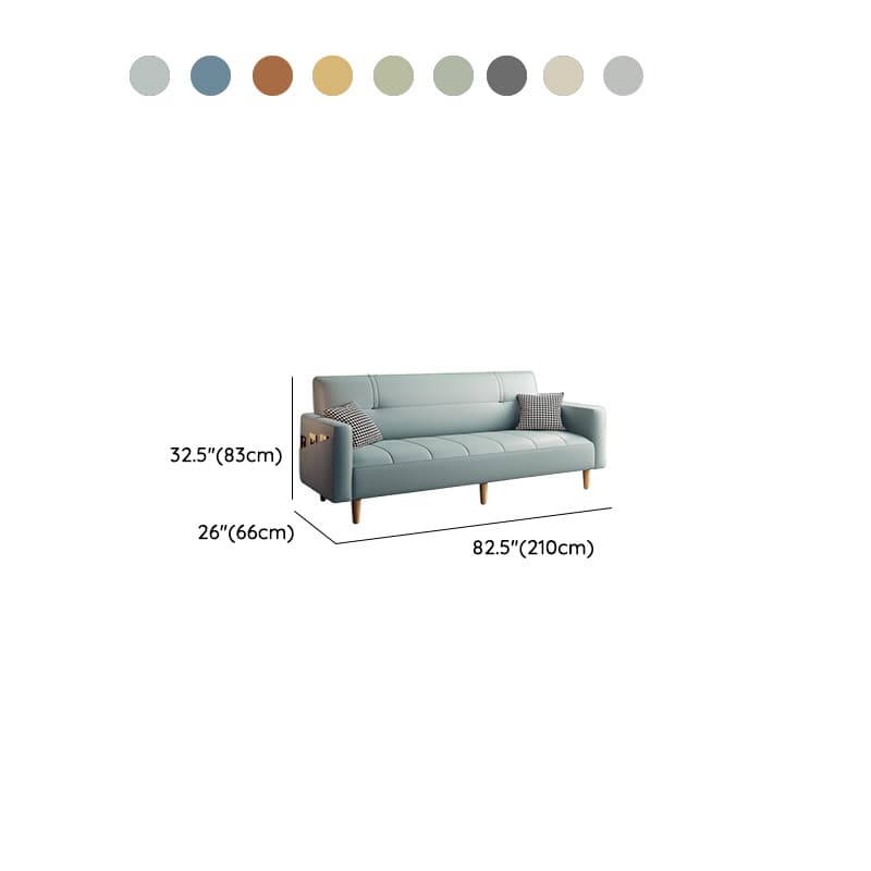Synthetic Leather Convertible Sofa in Grey/Light Blue/Light Green with Arm thumbnail 21