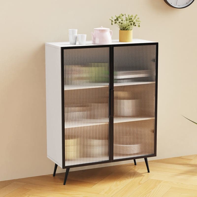 Contemporary Metal Floor-mounted Sideboard with Vertical Glass Doors thumbnail 7