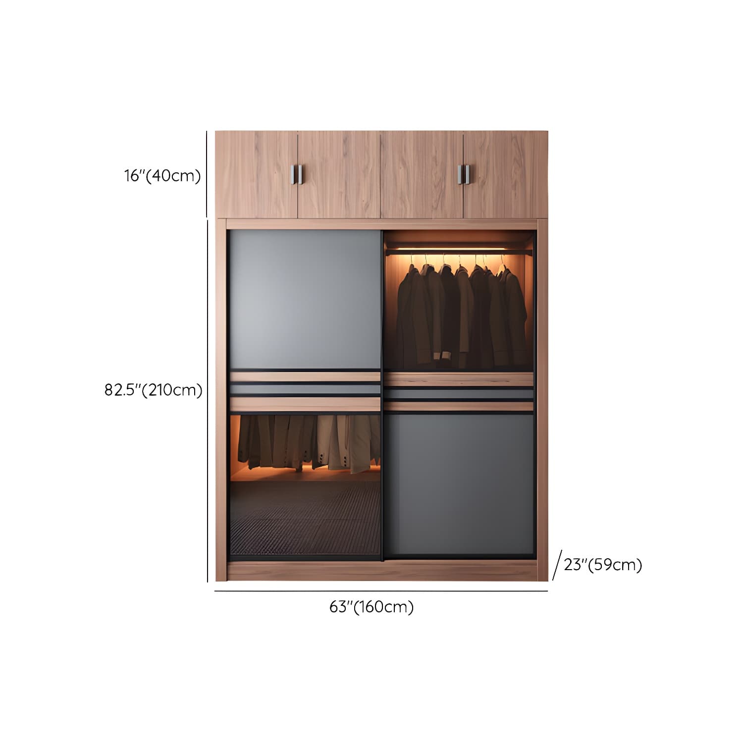 Brown Engineered Wood Wardrobe Armoire Modern Wardrobe Closet thumbnail 23