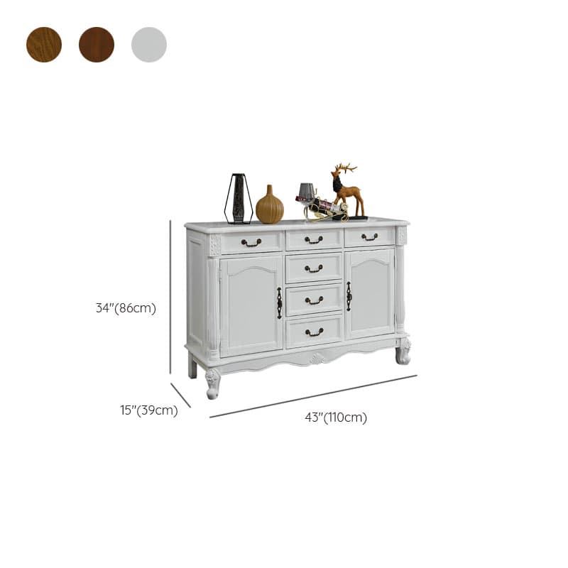 Traditional Wooden Sideboard with Storage Cabinets and Drawers thumbnail 16