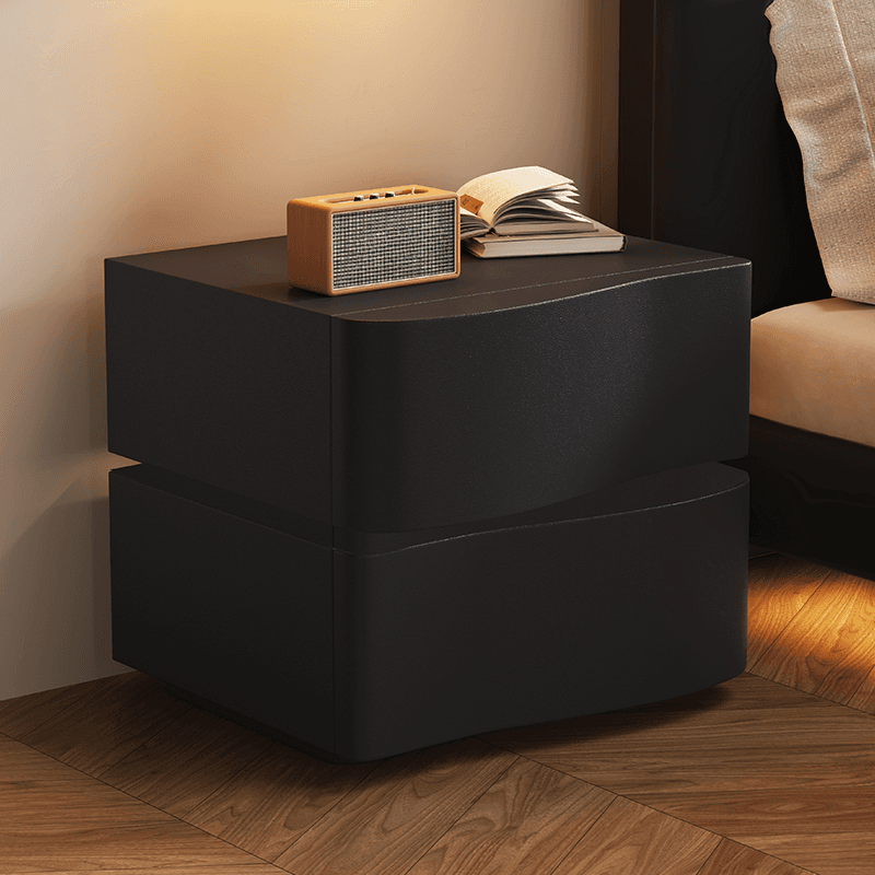 Organic Modern Drawer Storage Nightstand Synthetic Leather Illumination Light thumbnail 1