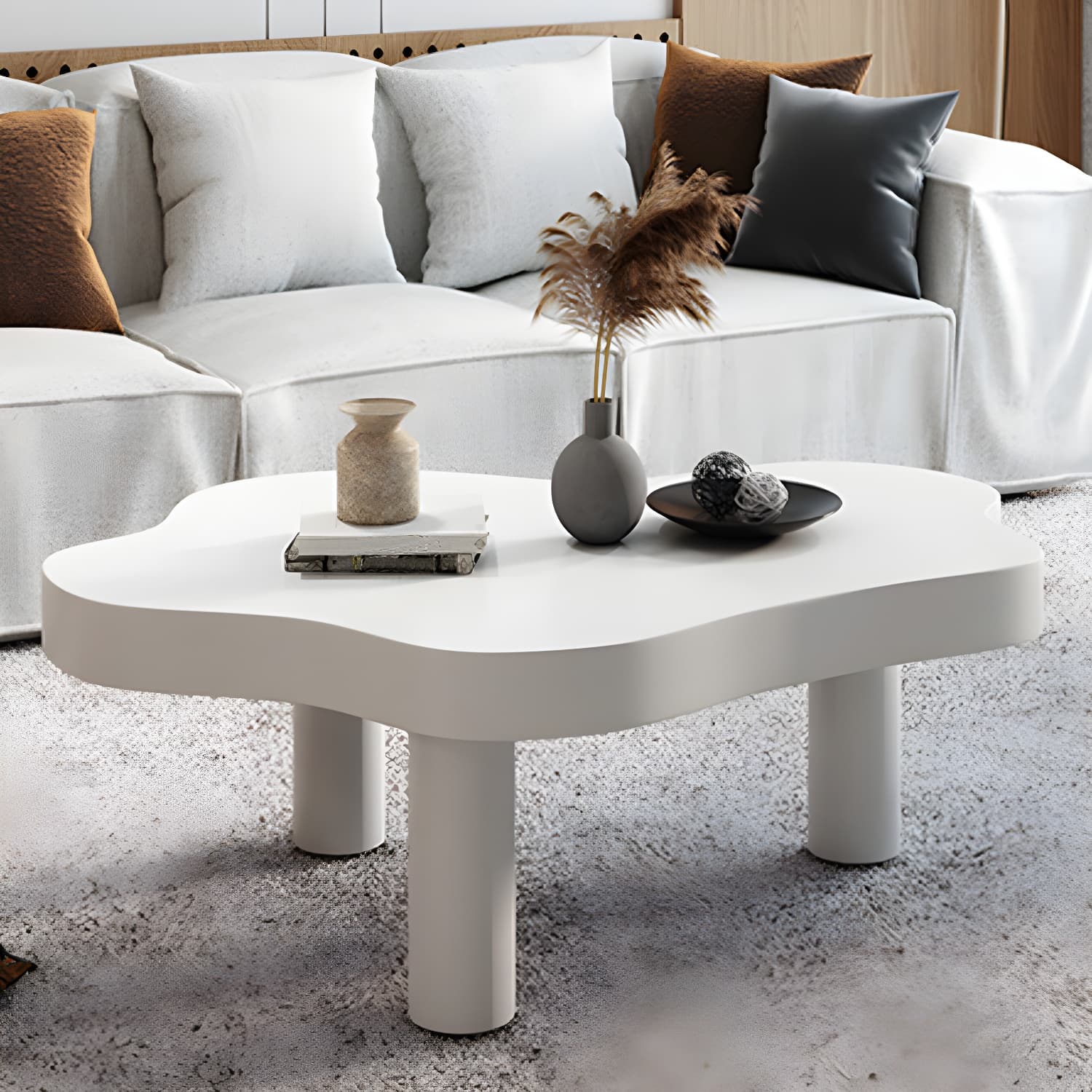 Contemporary 3 Legs Coffee Table Wood Cloud Shaped Cocktail Table thumbnail 12