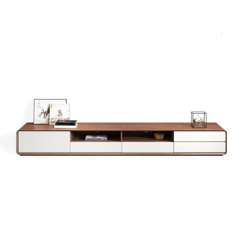 Wooden TV Stand with Shelf, 4 Drawers, Closet, Cable Management, and Open-air Storage thumbnail 6