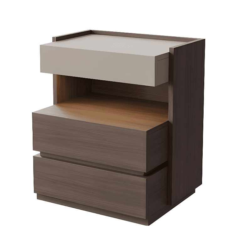 Organic Modern Nightstand With Drawer Organization Featuring 2 Shelves and Particle Board Wood Countertop thumbnail 7