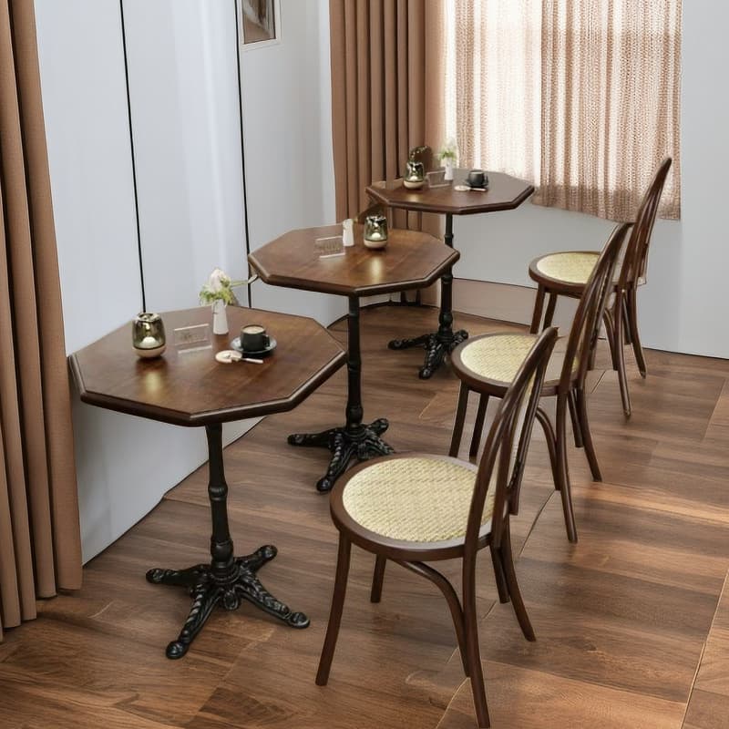 Standard Table Height Fixed Dining Table in Sand with a Natural Wood Tabletop for 2 in a Simplistic Style thumbnail 2