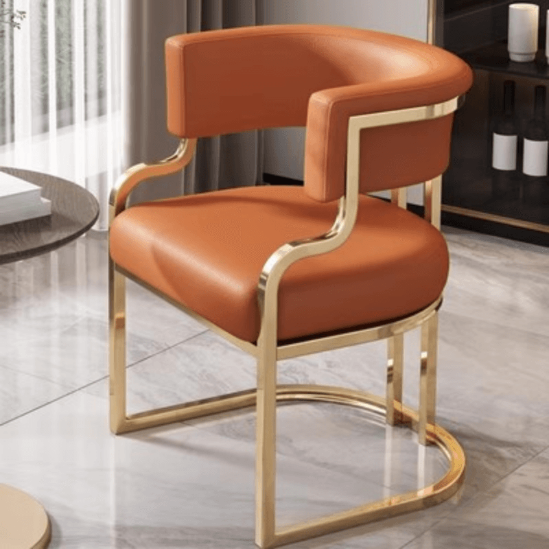 Minimalist Arm Chair with Cushioned Seat, Arms, Metallic Metal Legs, and Low Back thumbnail 7