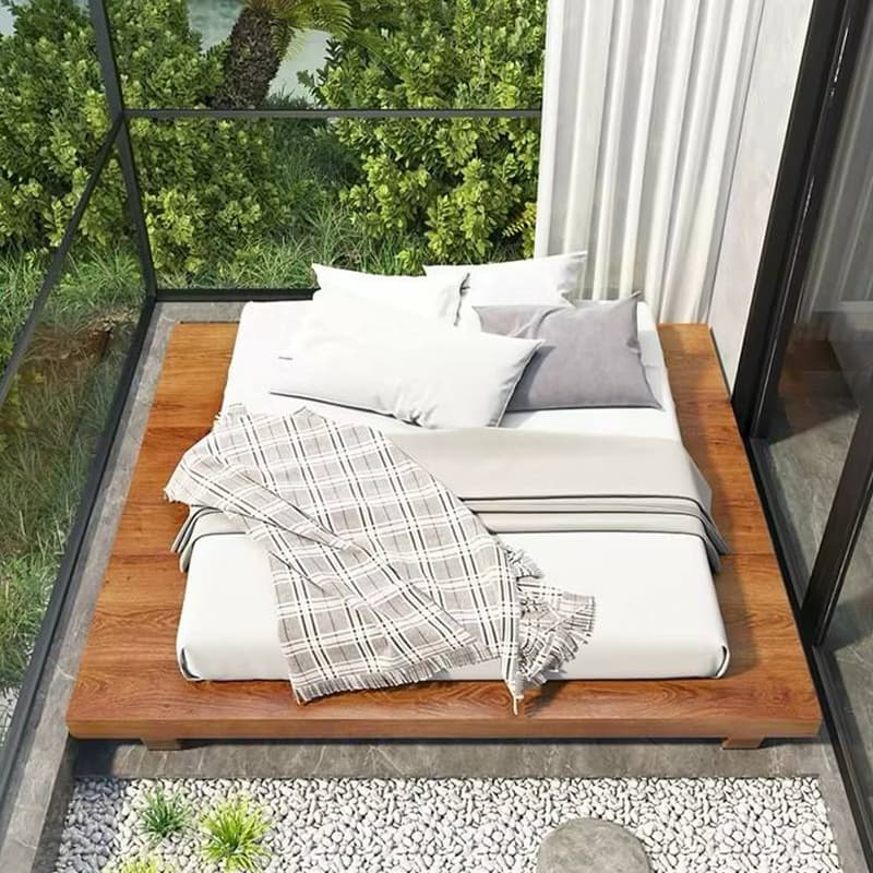 Solid Color Natural Color Wooden Frame Pallet Bed Frame Bedroom thumbnail 3