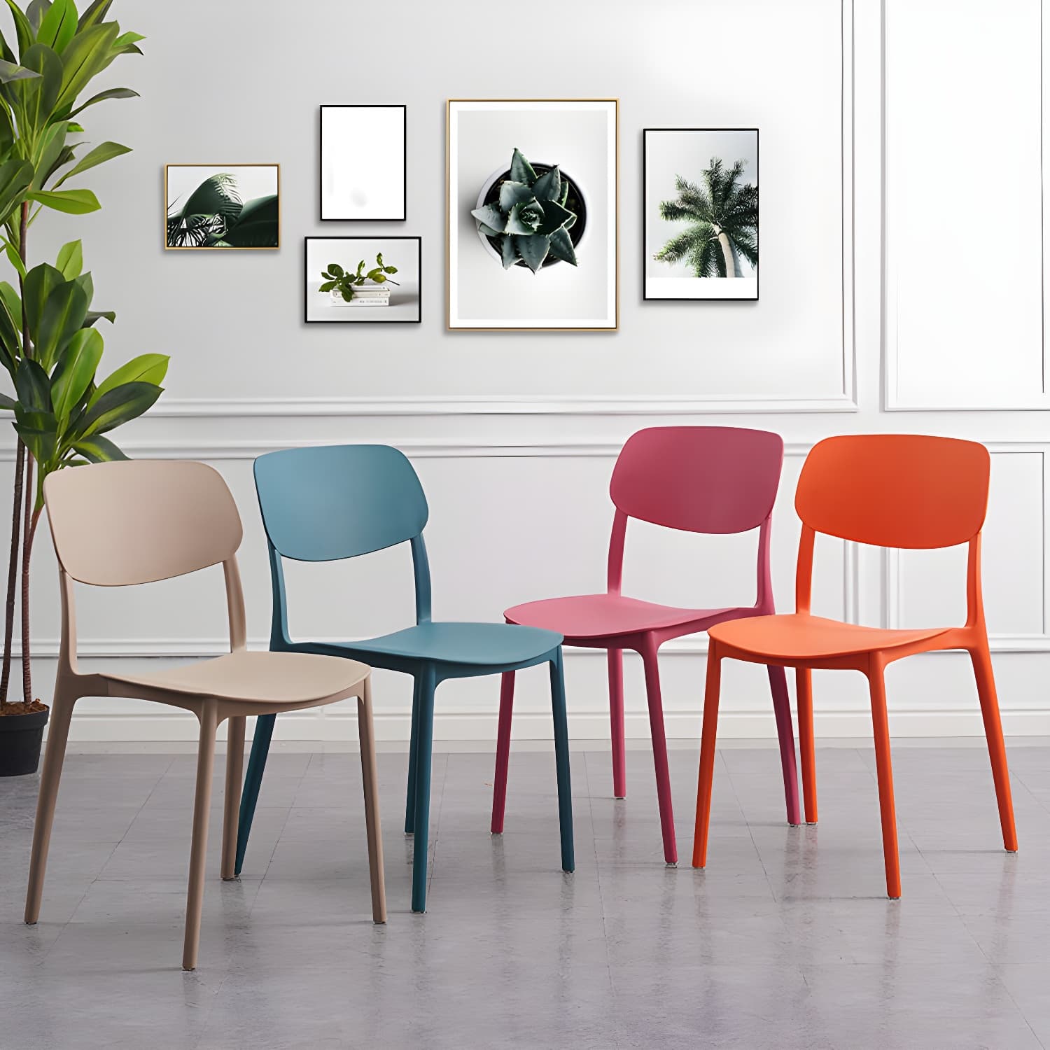 Plastic Indoor-Outdoor Side Chair Armless Stackable Dining Chairs thumbnail 13