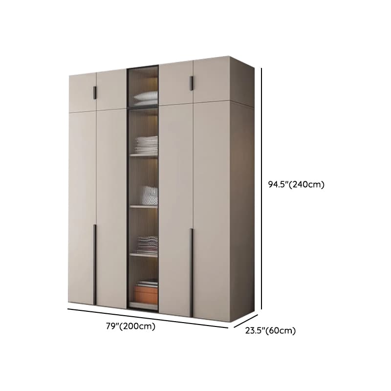 Light Gray Trendy Detached Armoire Cabinet with Soft Close Door, Interior Shelves, and Hanging Rod thumbnail 28