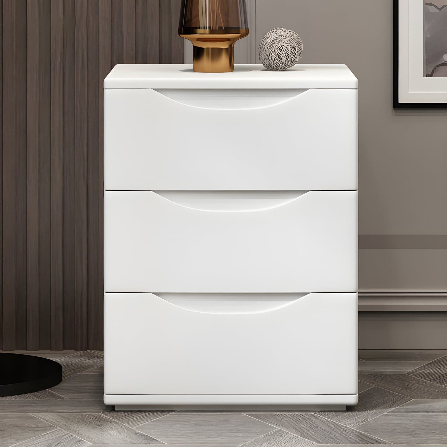3 Drawers Contemporary Accent Table Nightstand Antique Finish Nightstand thumbnail 6