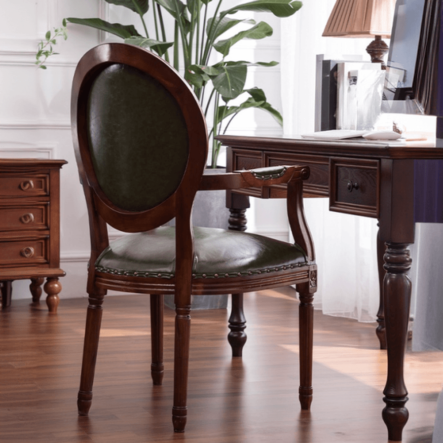 French Sturdy King Louis Back Upholstered Arm Chair/Side Chair with Nailhead Accent, Foot Pads and Weathered Wood Base thumbnail 17