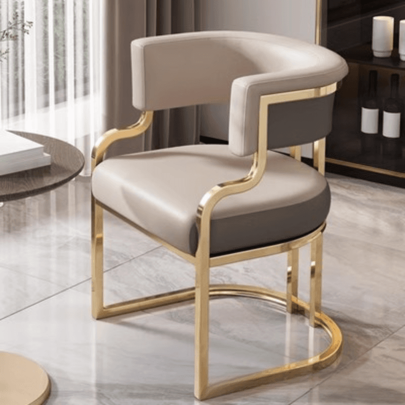 Minimalist Arm Chair with Cushioned Seat, Arms, Metallic Metal Legs, and Low Back thumbnail 5