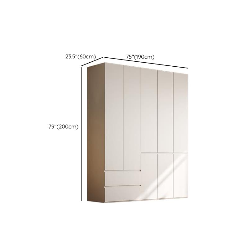 Chalk Modern Natural Wood Standalone Almirah with Soft Close Drawer, Interior Shelves, and Hanging Rod thumbnail 27