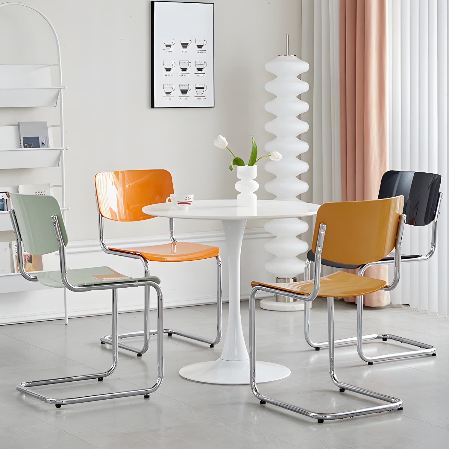Modern Plastic & Acrylic Side Chair with Low Back and Open Back Style - Silver Leg Color thumbnail 9