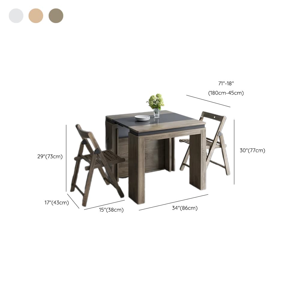 Trendy Rectangular Dining Table Set with Four Legs, Versatile 9-piece/7 Pieces/5 Piece Set, Chalk/Tan/Unfinished Colors thumbnail 12