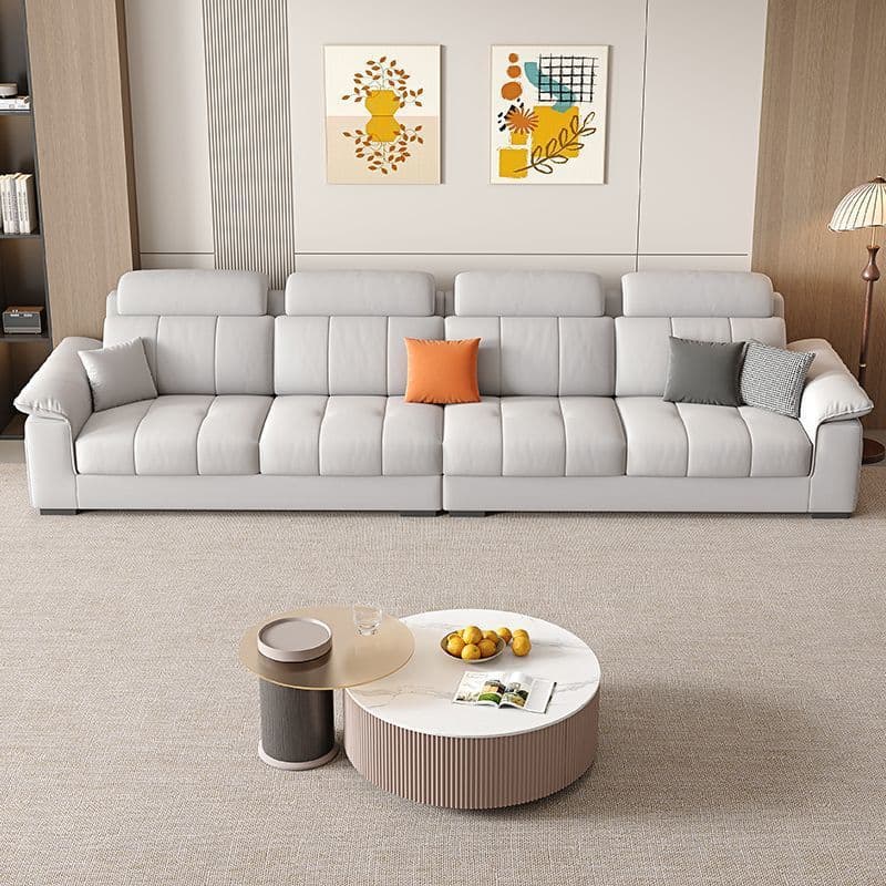 Straight Scratch-repellent Sofa with Side Pocket and Horizontal Flared Arm, Includes 1 Ottoman thumbnail 4