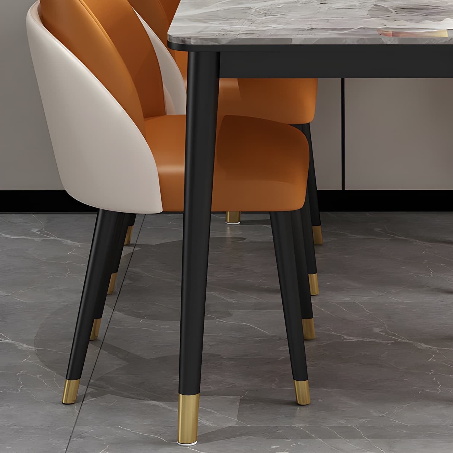 Glam Iron Dining Table Set 1/2/5/7 Pieces Rectangle Dinette Set with Sintered Stone Top thumbnail 8