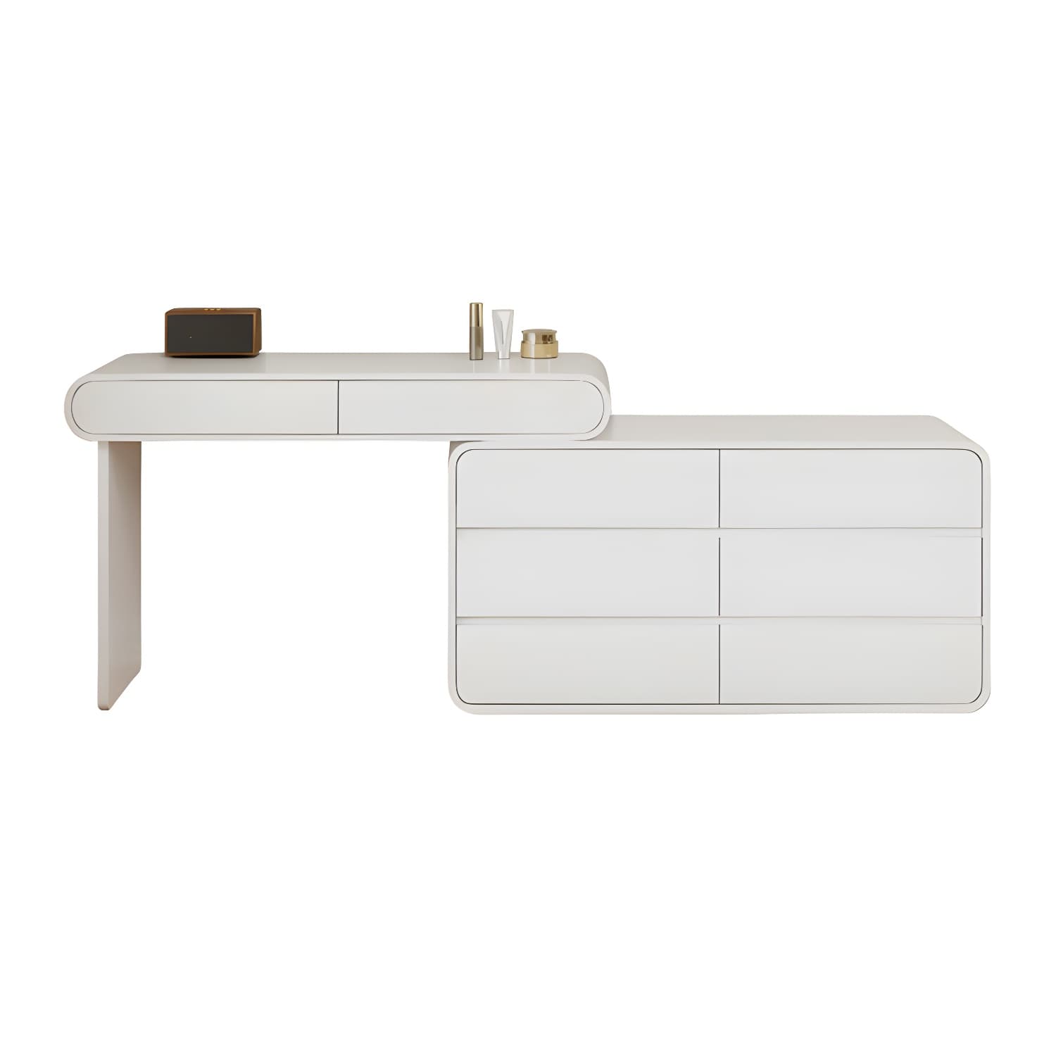 Modern White Wooden Makeup Vanity With Soft Close Drawers & Easy Assembly, Standard Width thumbnail 1