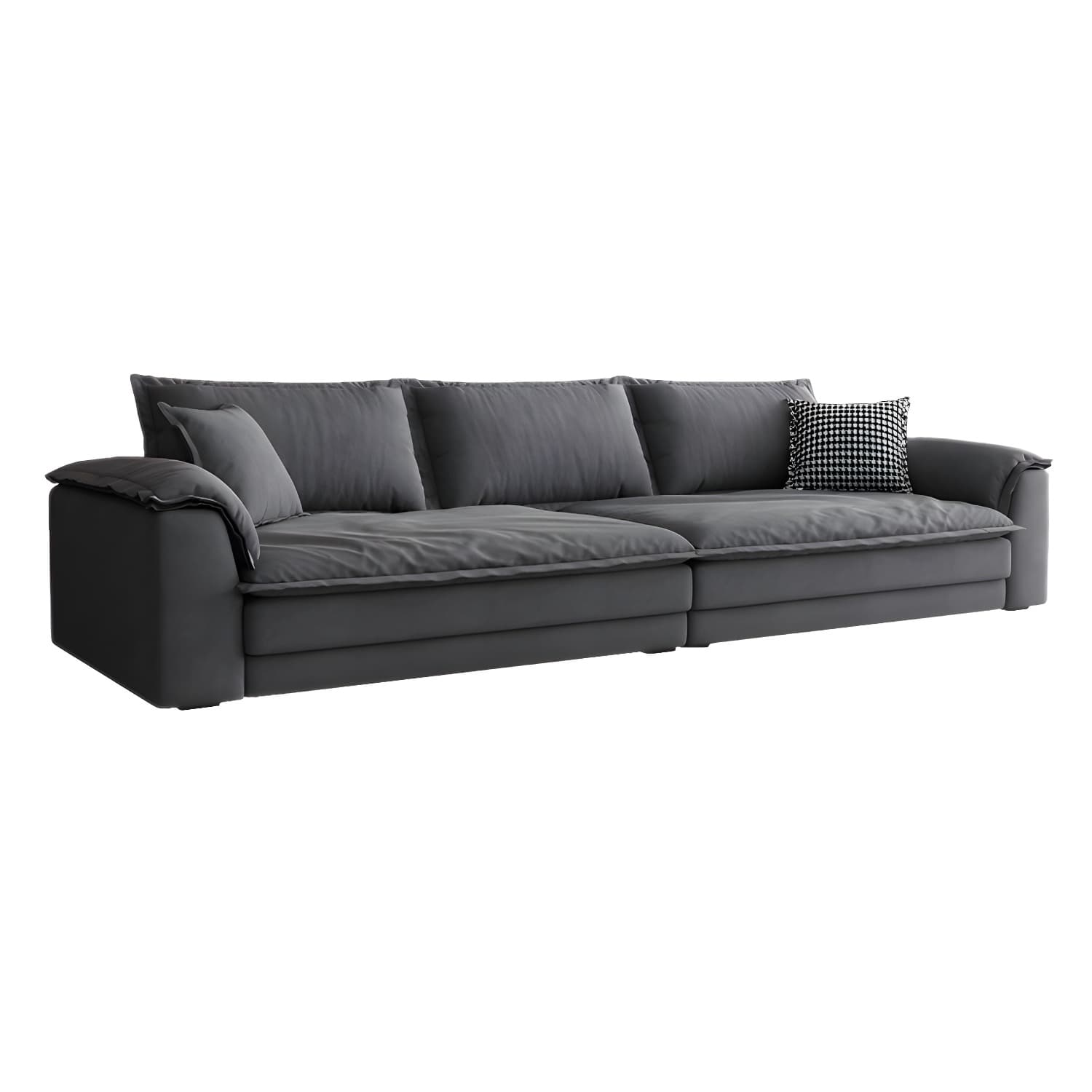 Modern Gray Abrasive Cloth Upholstered Stationary Sectional Sofa with Wood Frame thumbnail 5
