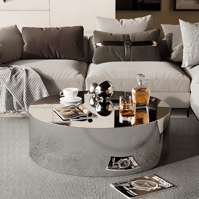 Silver Alloy Irregular/Circular-shaped Accent Table for Small Spaces thumbnail 1