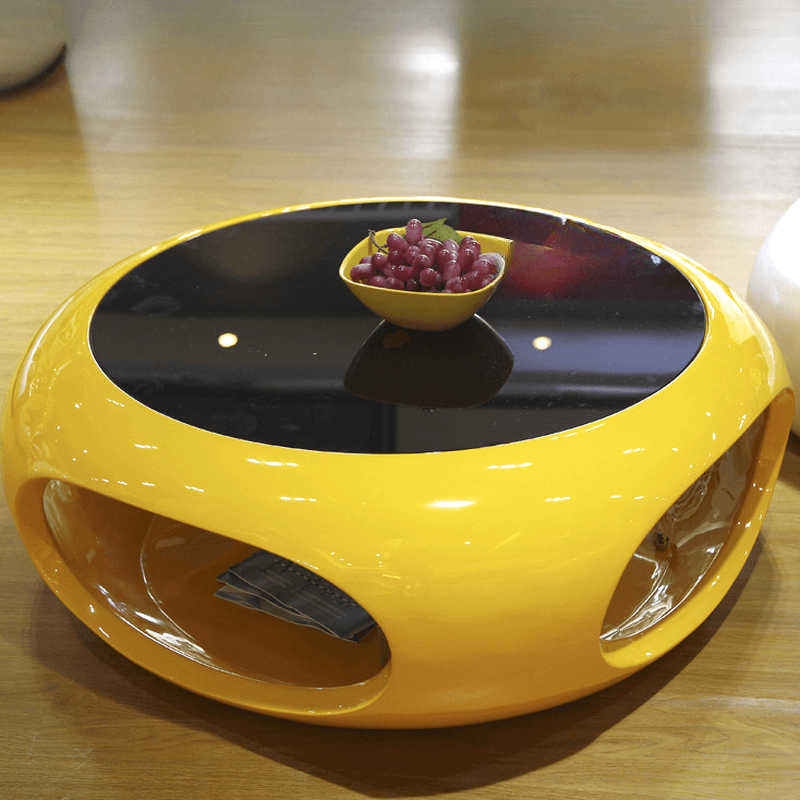 Simple Ink Oval/Rounded Hardened Glass Single Accent Table with Container & Abstract Base thumbnail 3