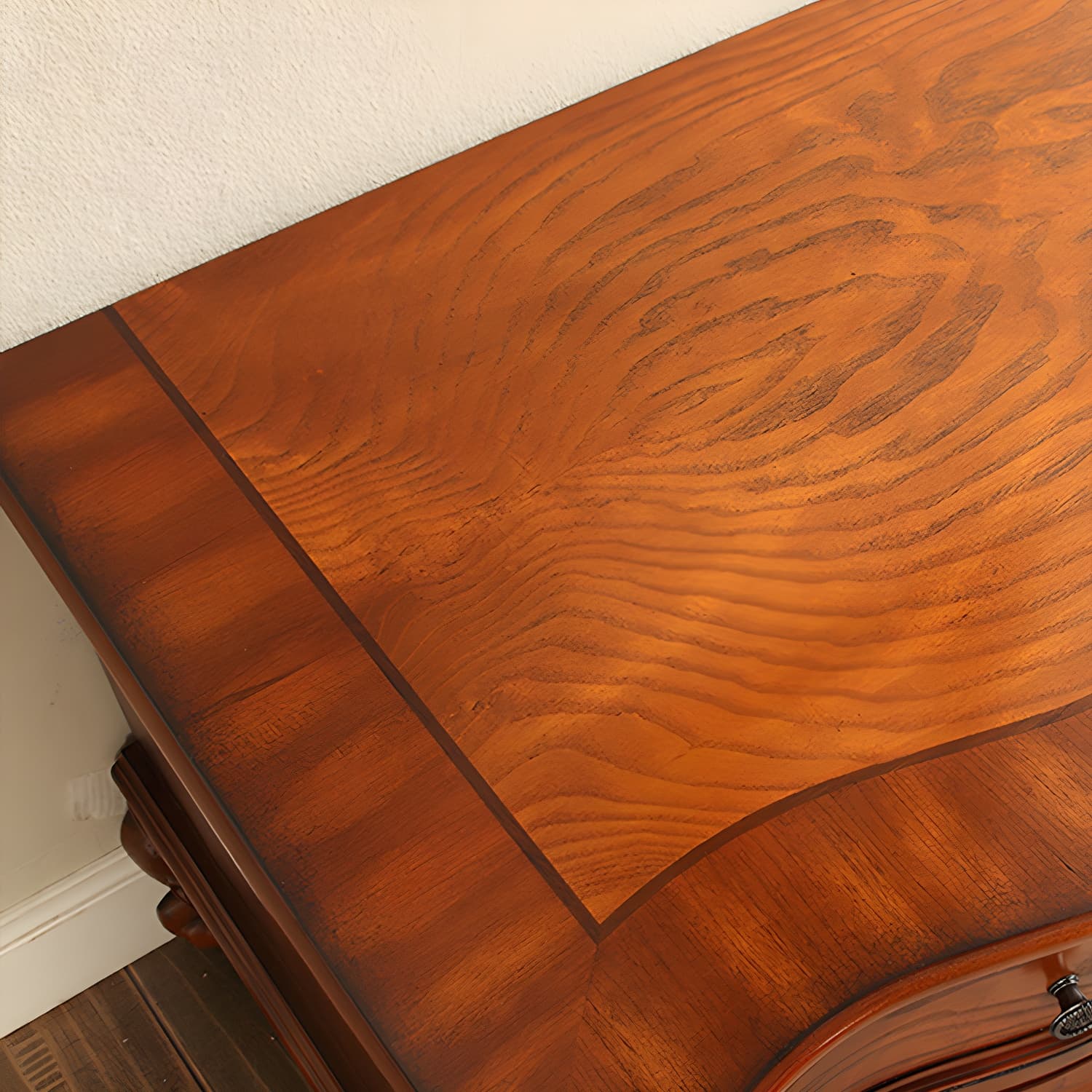 Brown Wooden TV Stand Console Traditional Style Home TV Cabinet with Drawers thumbnail 8