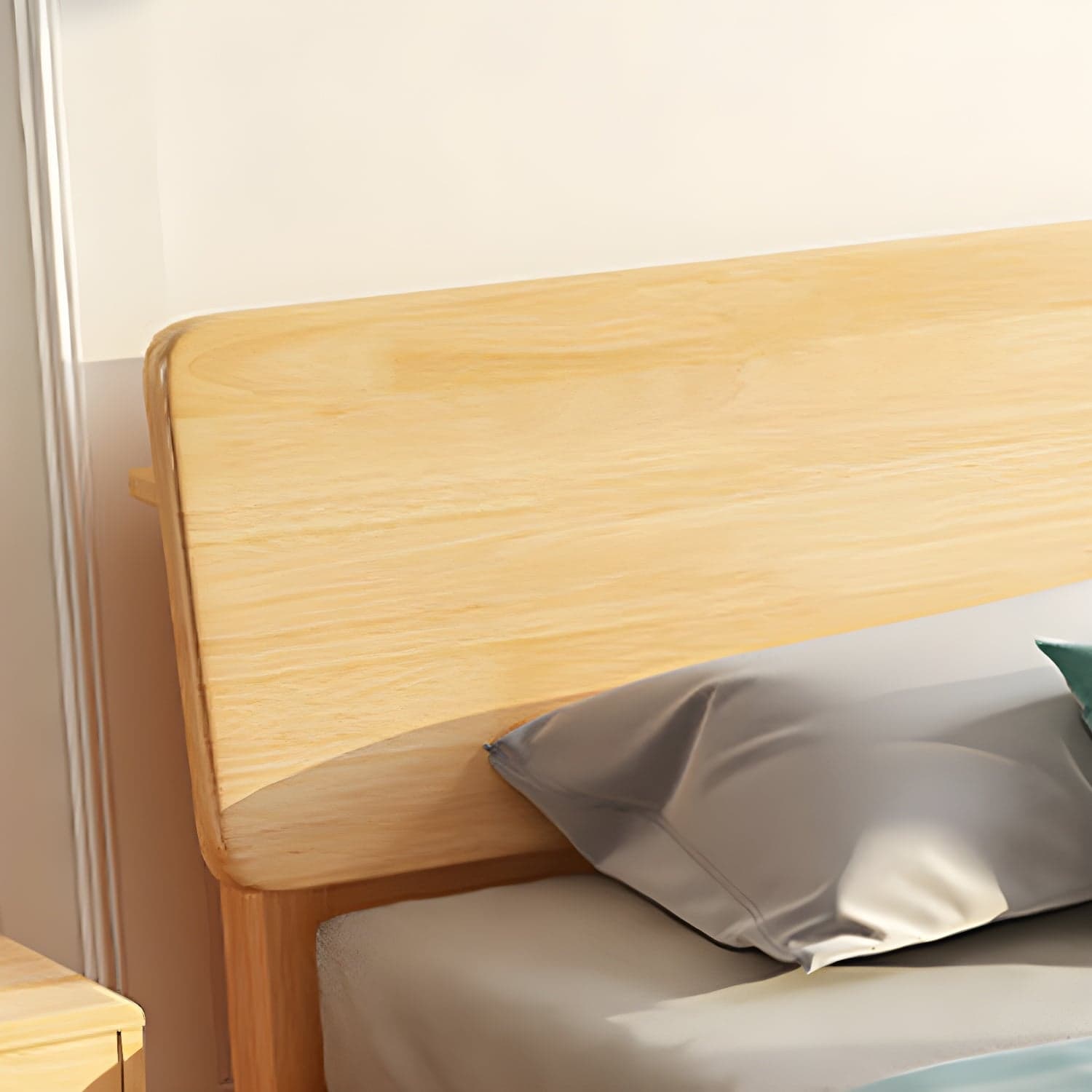 84.65 inch Wide Scandinavian Bed Frame Solid Wood Standard Bed with Headboard thumbnail 8