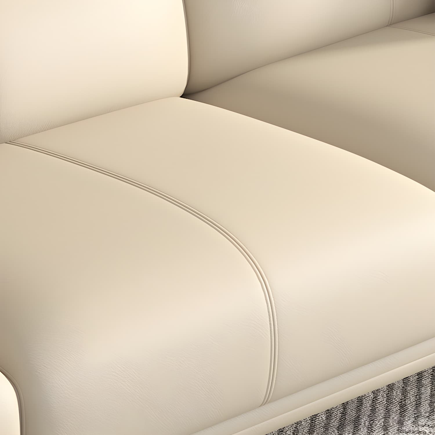 Faux Leather Flared Arm Sofa in Beige of 37.4" H with Cushions thumbnail 7