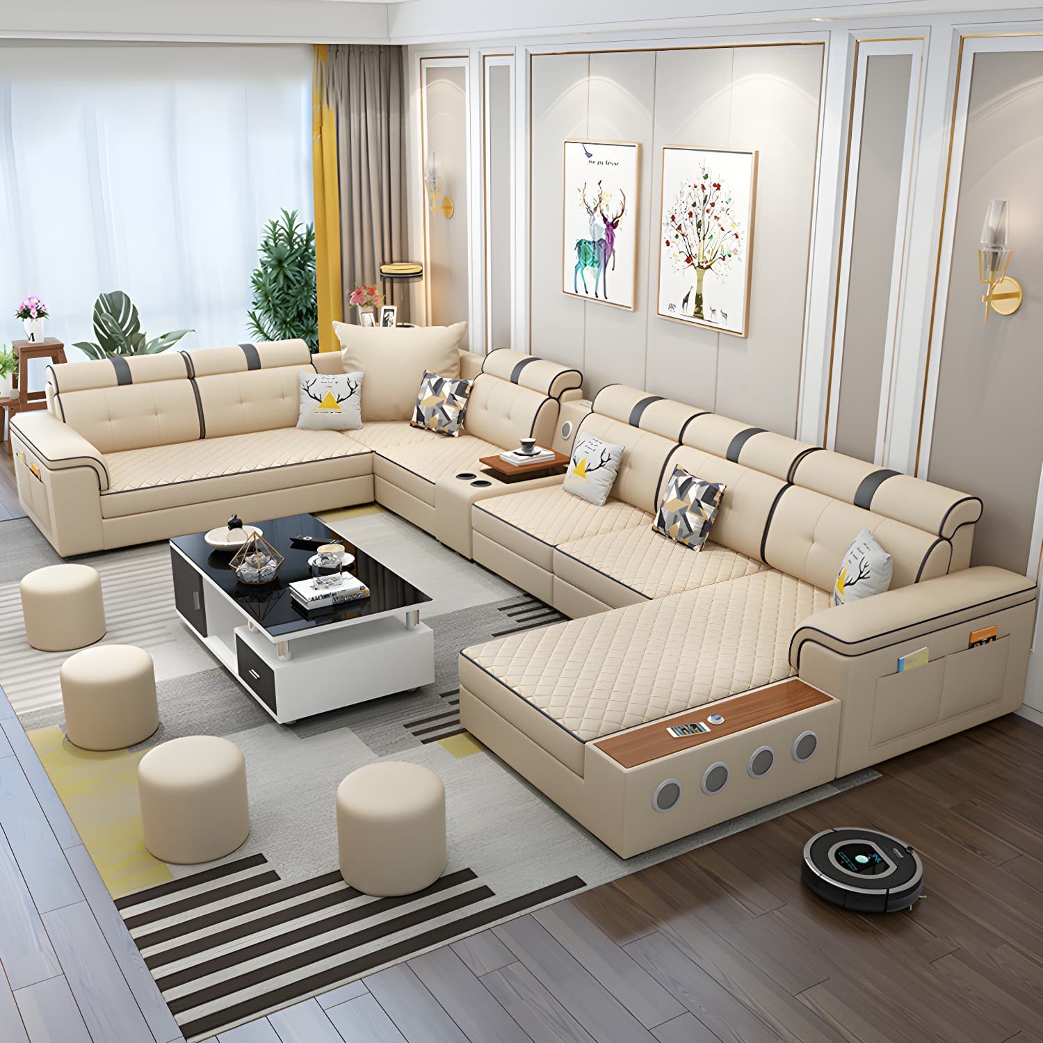 Modern Faux Leather Sofa Stain-Resistant Pillow Top Arm Furniture Sectionals thumbnail 7