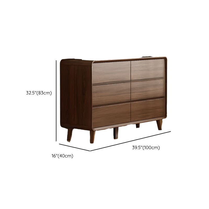 Cocoa Retro Rubberwood Semainier for Sleeping Quarters with 6 Drawers Horizontal thumbnail 11