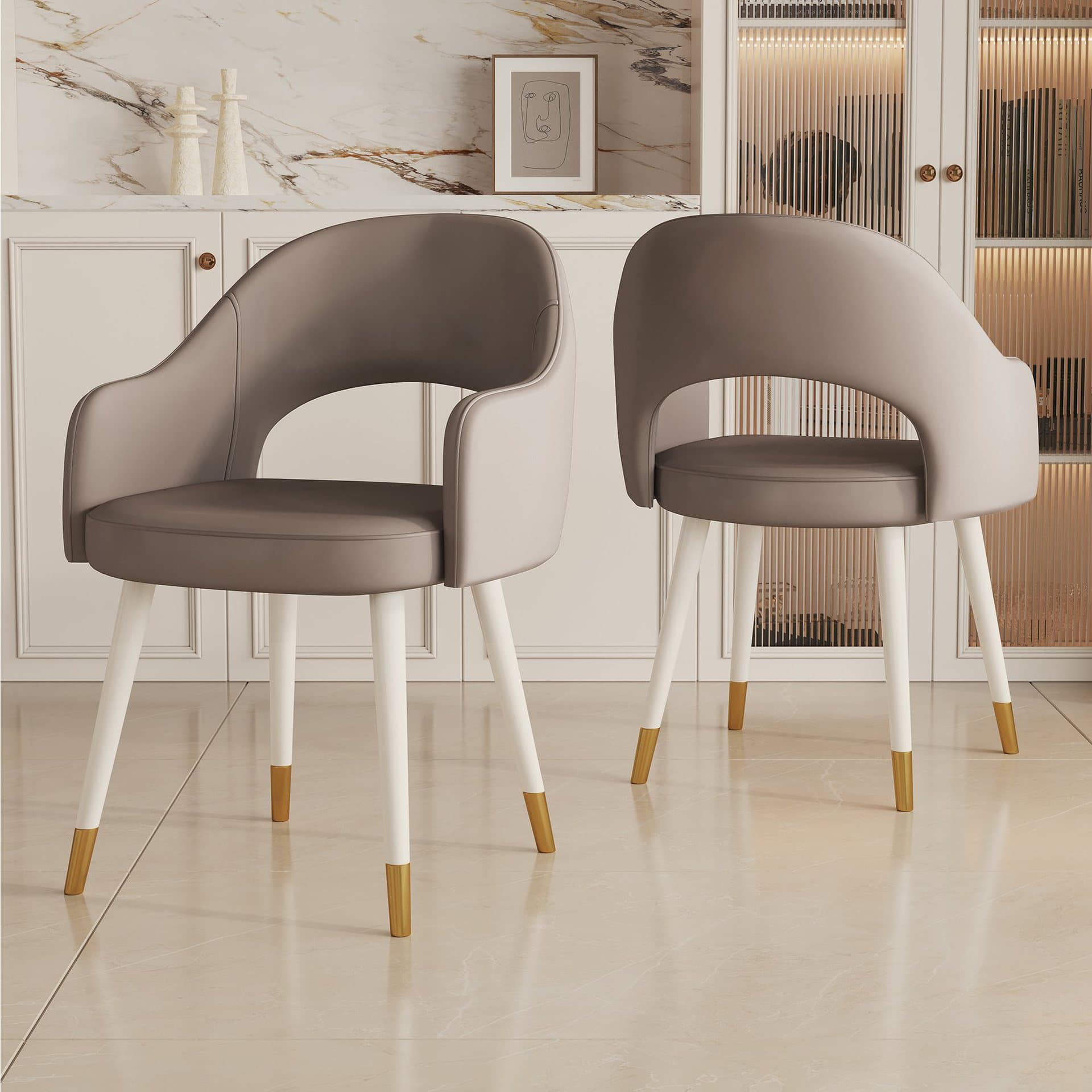 Modern Simple Style Arm Chair with Ventilated Back, Padded Upholstery, Arms, and Metal Legs thumbnail 8