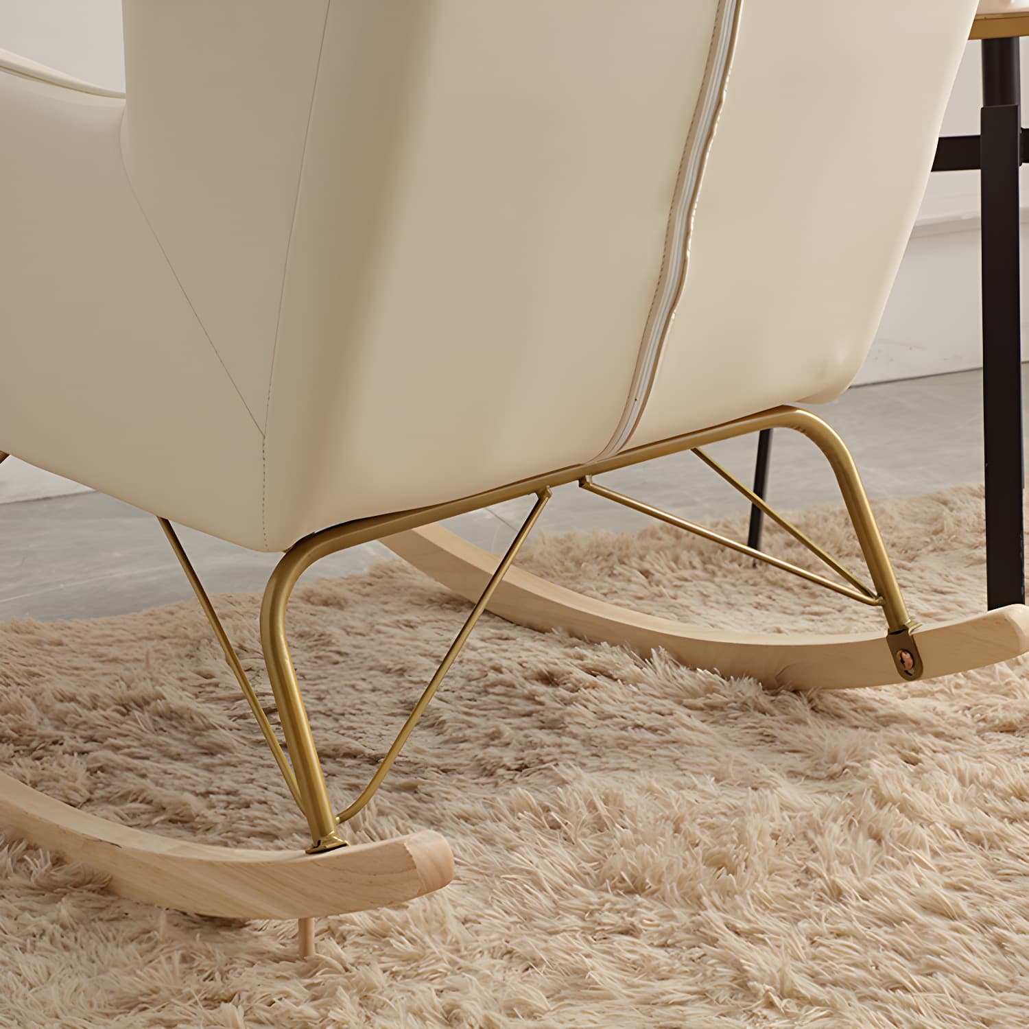 Modern Rocking Chair Metal Frame Doll Cotton Filling Spindle Rocker Chair thumbnail 8