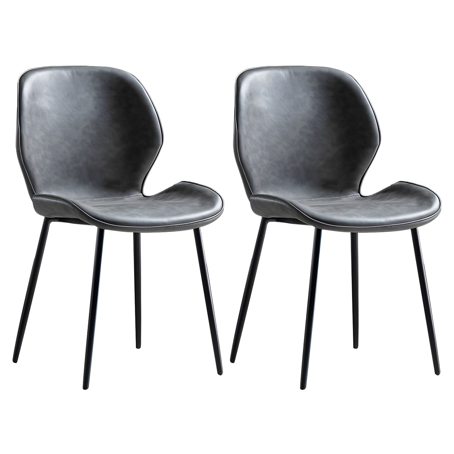 Scandinavian Leather Home Side Chair Matte Finish Wingback Dining Chair (Set of 2) thumbnail 4