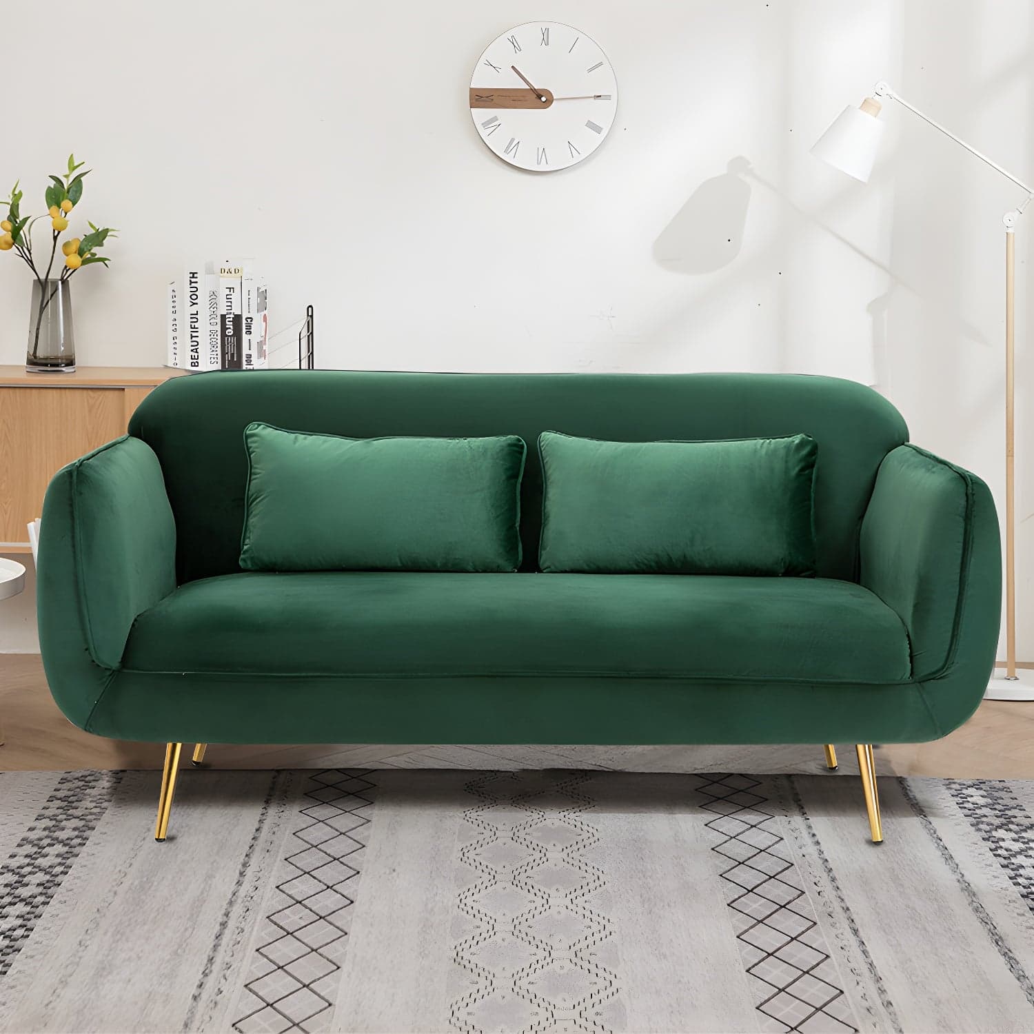 Glam Tight Back Loveseat with Flared Arm and Extra Pillows for Home and Apartment thumbnail 7