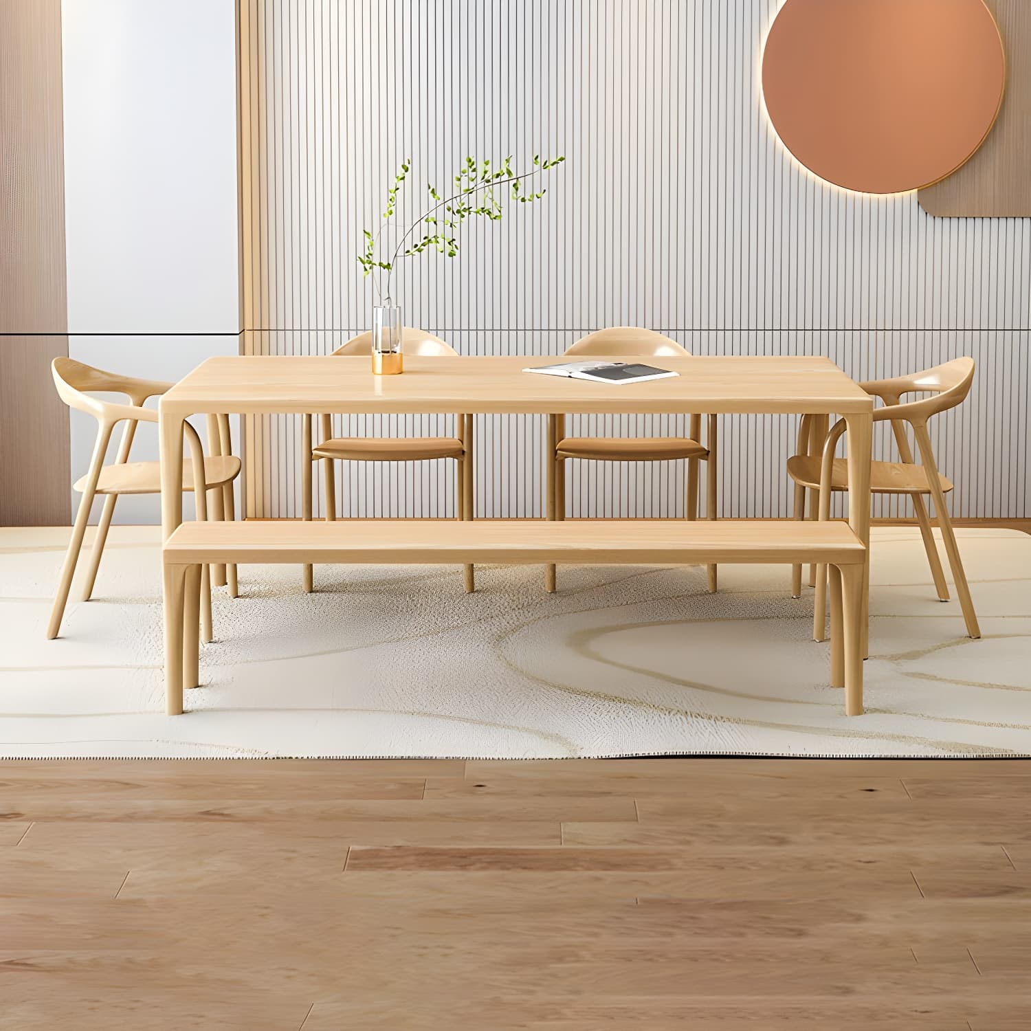 Modern Rectangle Wood Dining Table 1/5/6/7 Pieces Dining Set for Dining Room thumbnail 10
