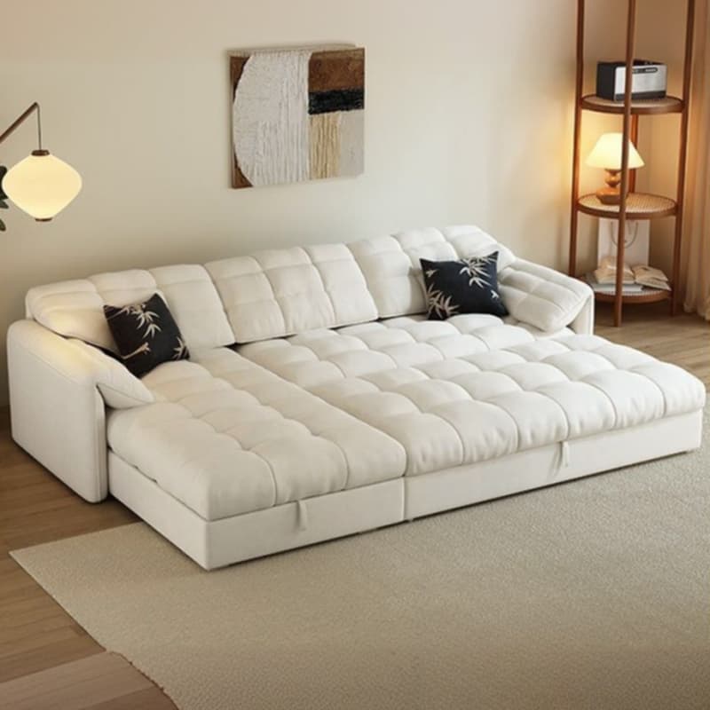 L-Shape/Straight White Sofa/Sofa Recliner with Under-seat Storage and Left/Horizontal Orientation thumbnail 2