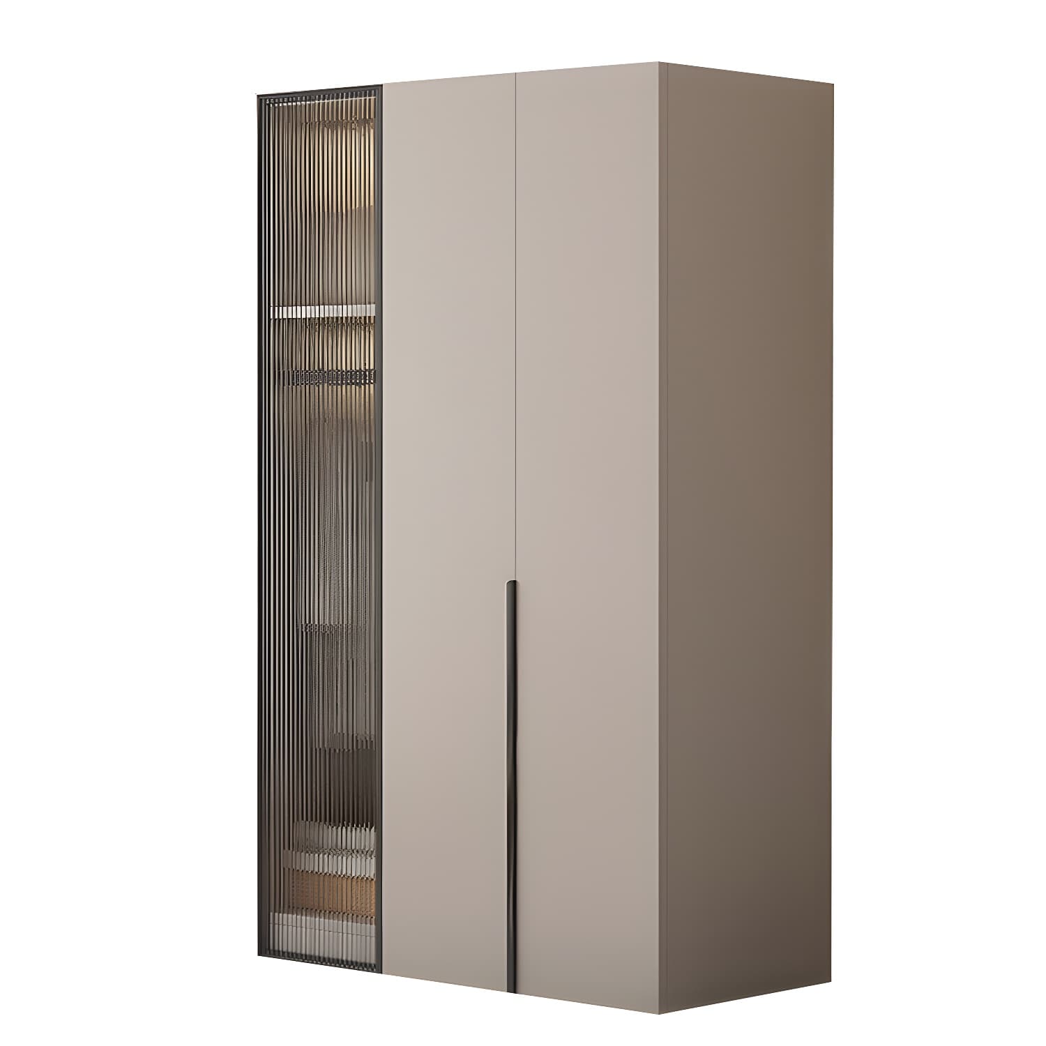 Modern Grey Wardrobe Armoire with Clothing Rod & Adjustable Shelves thumbnail 5
