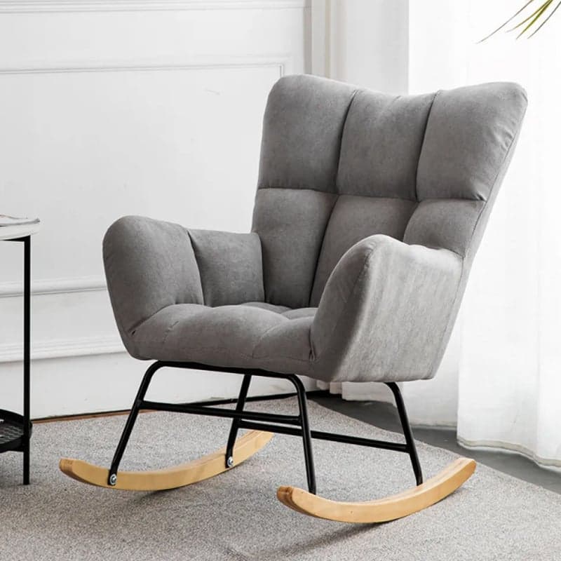 Midnight Black/Olive Green/Lemon Color Ergonomic Stationary Rocking Chair Couch with Rear & Round Arm thumbnail 10