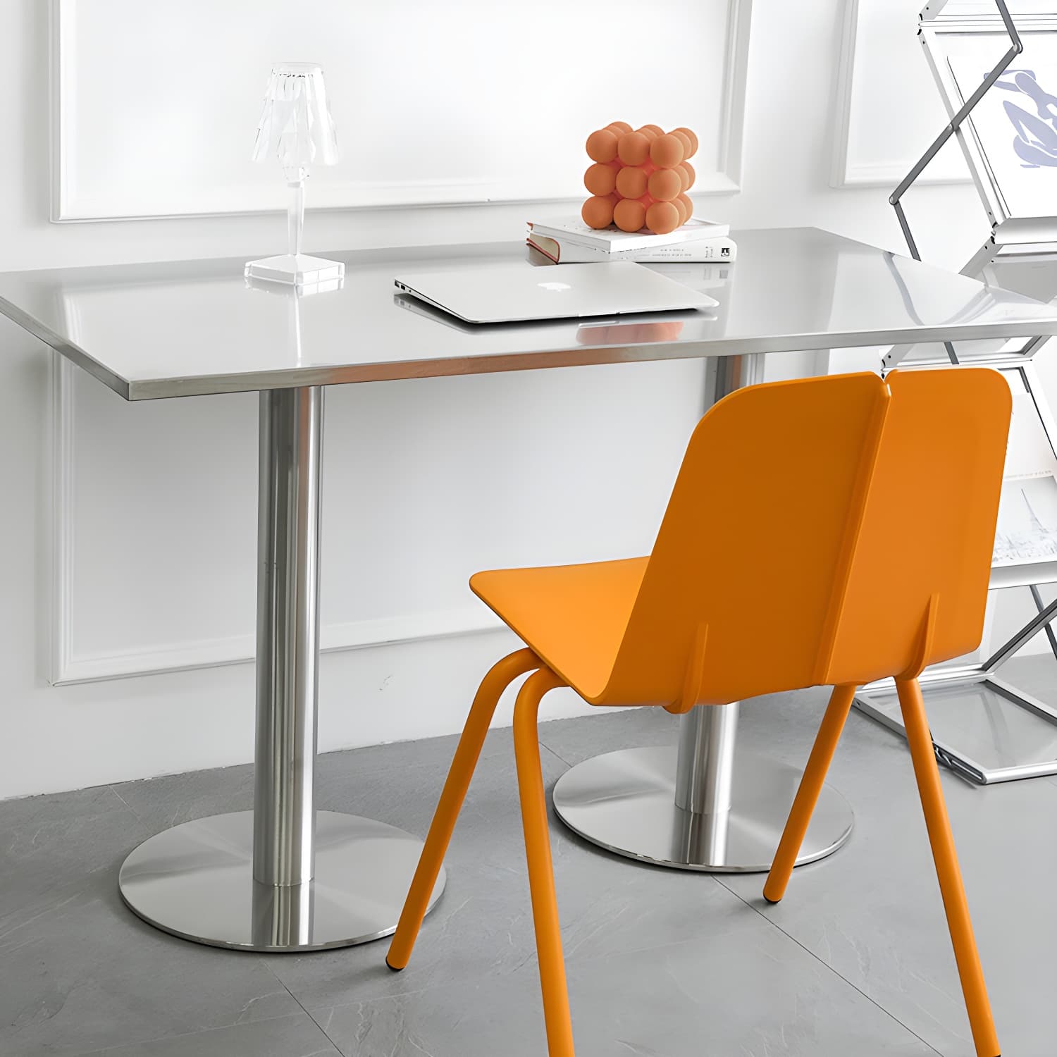 Industrial Style Dining Site Table Stainless Steel Dining Room Collection thumbnail 3