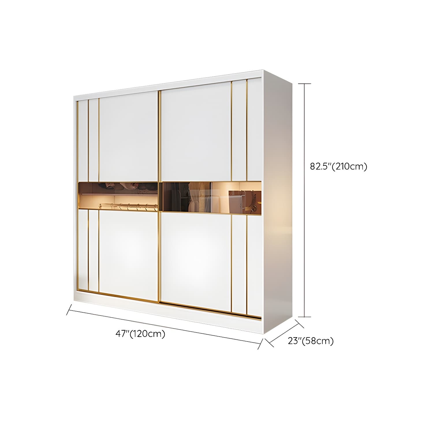 Modern White Wardrobe Armoire with Mirror, Drawers & Clothing Rod thumbnail 13