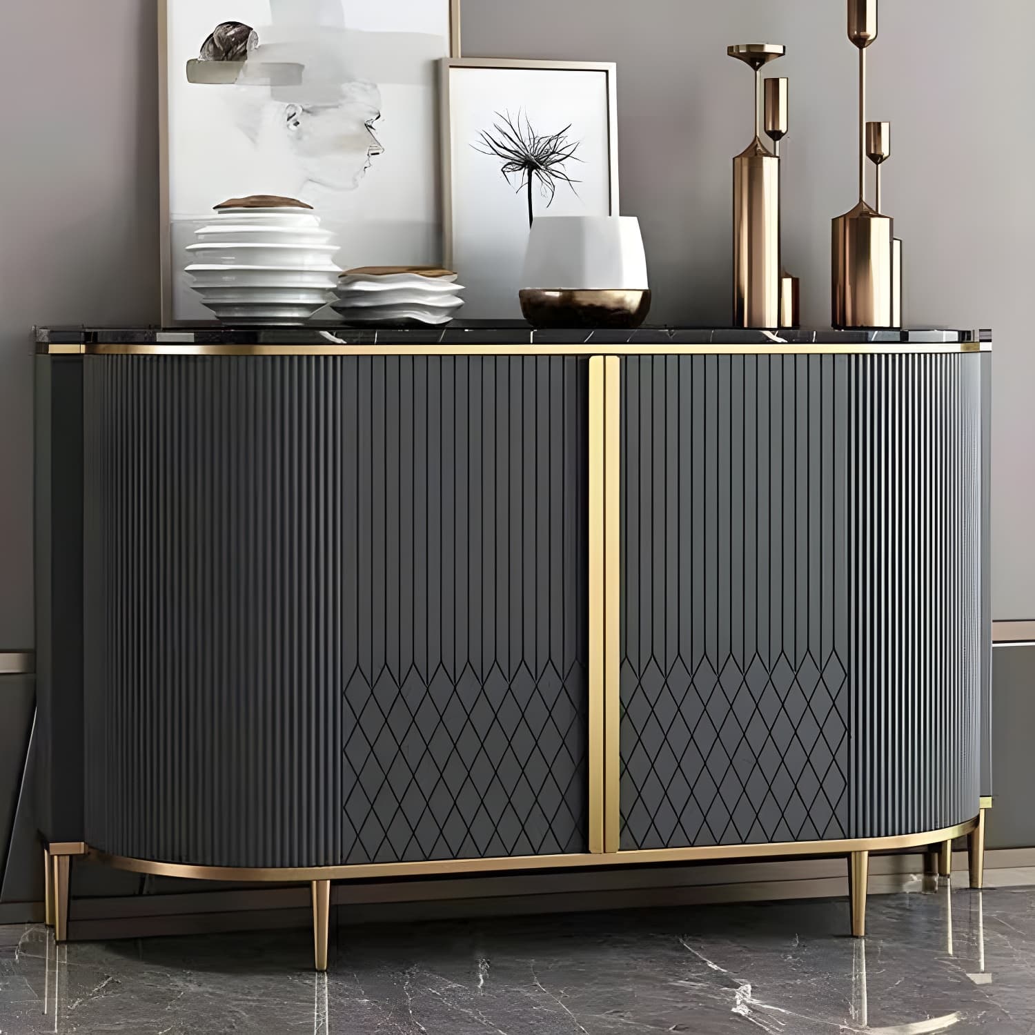 Marble Sideboard Modern & Contemporary Side Board with Cabinets - image 14